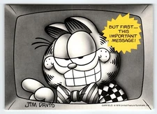 Garfield Cat Postcard TV Set Bow Tie Jim Davis Comic Orange Tabby 1978 Cartoon