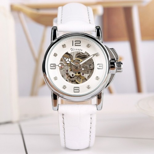 Women Automatic Watch Mechanical Watches Skeleton Self Winding Wristwatch Winner - Picture 7 of 10