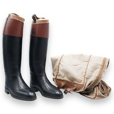 VINTAGE COEVE LEATHER WOODEN SHAPED RIDING BOOTS EARLY 1900s