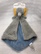 Carter Lovey Elephant Security Blanket Blankie Plush Toy Cuddle Grey Blue Yellow