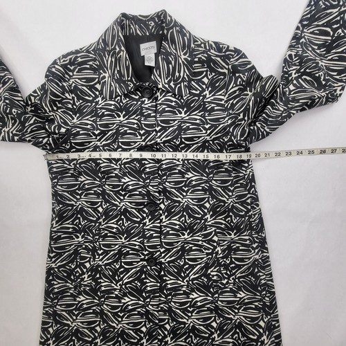 Beautiful Women's Size 1 Chico's Black White Design LS Lined Button Coat - Picture 7 of 7