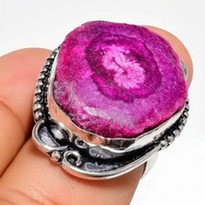 Solar Quartz Gemstone Handmade 925 Sterling Silver Jewelry Ring Size 7 US 