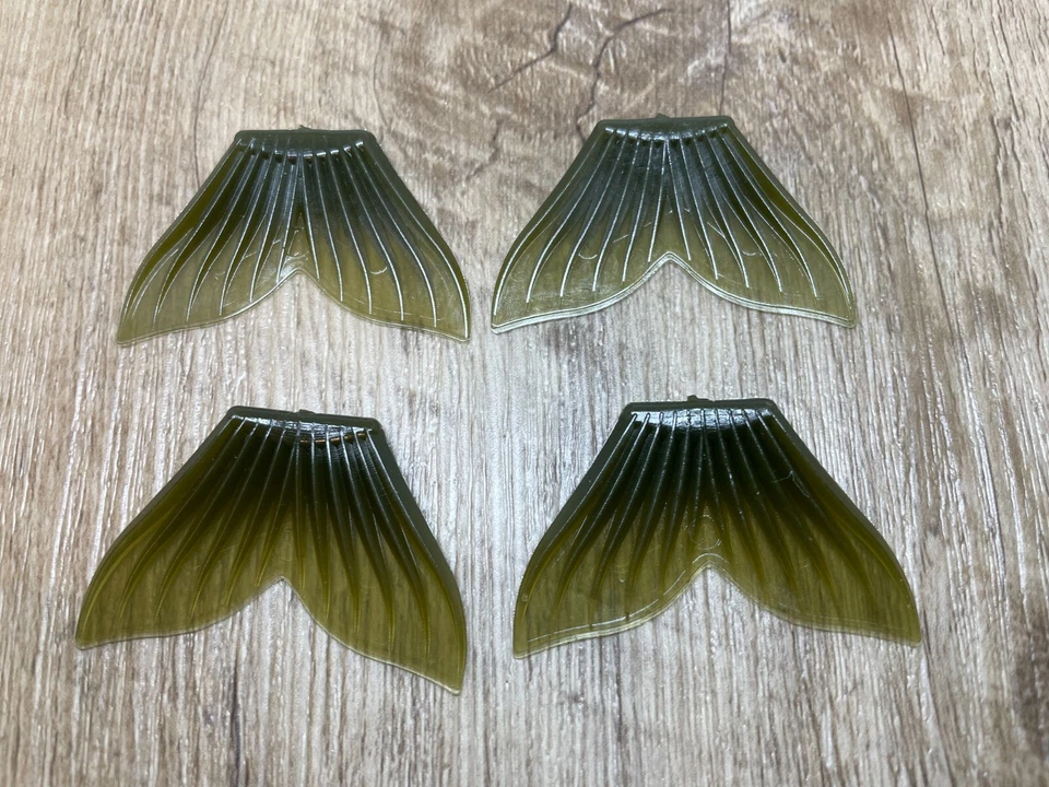 PEPPO LURES LLC Glide Bait Tails, 2" Wide x 1-1/8" Long x 3/16" Thick, Green Pumpkin, 4/Pk