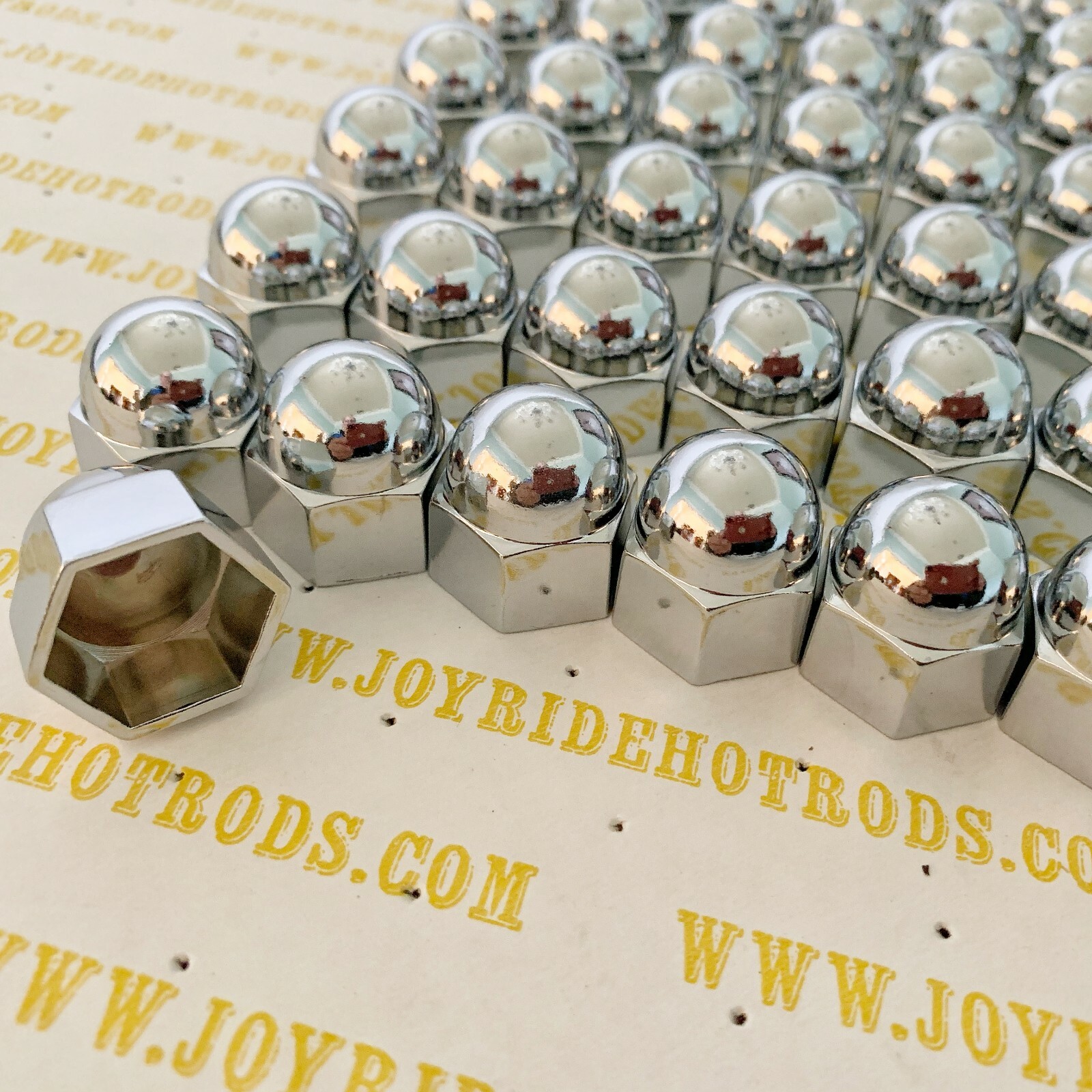 Ford Flathead V8 Cylinder Head Nut Acorn Covers 11/16" Chromed Metal