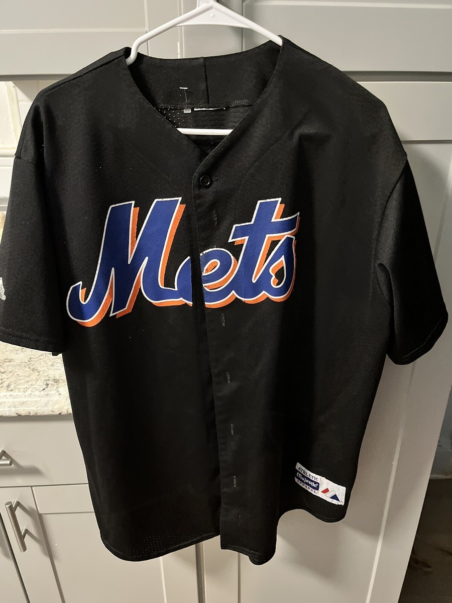 New York Mets Black Majestic Jersey Adult Large Print Logo