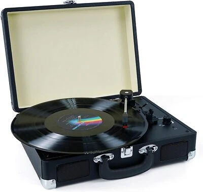 DIGITNOW! Vinyl Record Player Wireless Turntable Bluetooth 3-Speed Portable Suitcase RCA