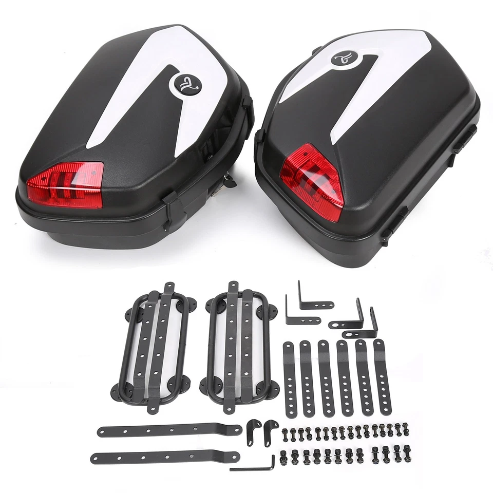 Alforjas rígidas desmontables universales placa frontal blanca para Suzuki Honda cruisers Foto 4 de 4