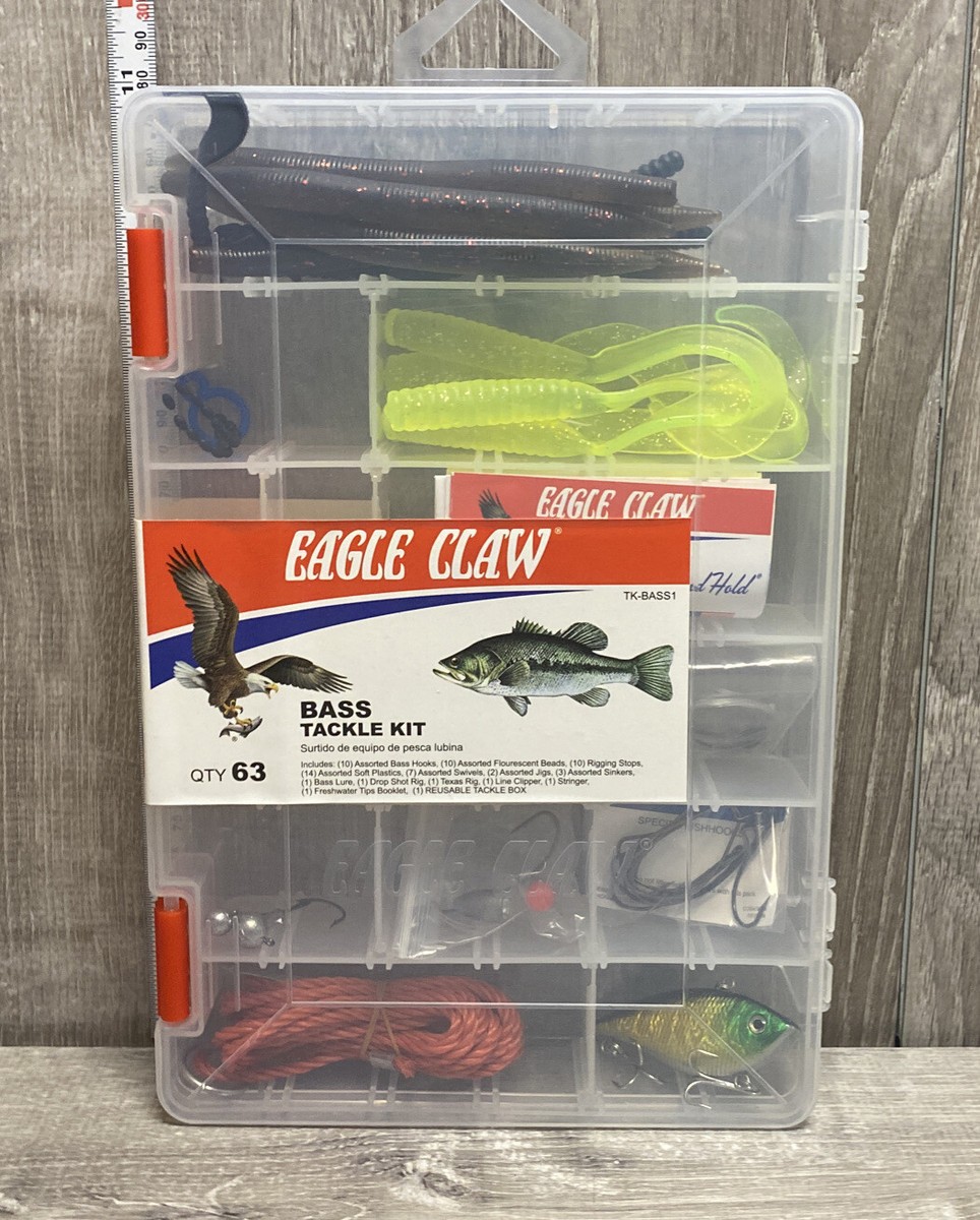 New* Eagle Claw Bass Tackle Kit 63 Piece (MM)