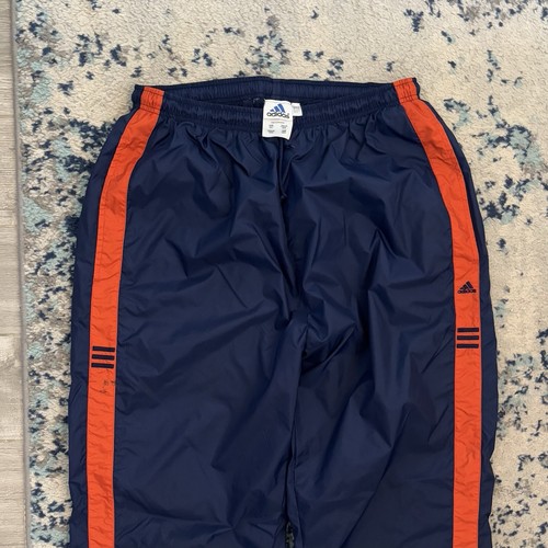 Vintage Adidas Nylon Pants Track Y2K 2001 Tag Orange Blue Jogger Zip XXL - Picture 3 of 6
