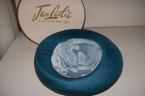 Womens Custom Design Woven Straw Hat w/ Hat Box Vintage Jan Leslie -CLASSIC - Picture 9 of 12