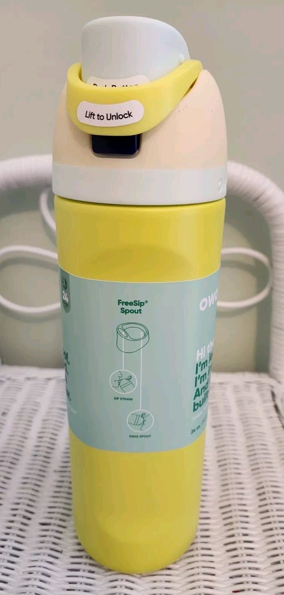 Owala 24 oz FreeSip YELLOW 'Lemon Limeade' Water Bottle Flip