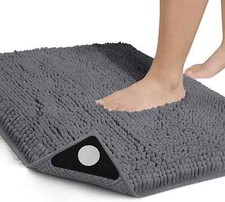 Bathroom Rugs-24"x17", Chenille Bath Mat for Bathroom Highly Absorbent Shower Ma