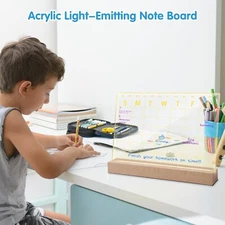 Acrylic Dry Erase Board Light up Stand LED Clear Desktop Monthly Calendar Memo