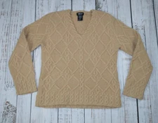 WILLI SMITH HAND KNIT LAMBSWOOL ANGORA SWEATER PULLOVER CHUNKY KNIT OATMEAL SZ M