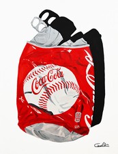 SUMMER COKE BASEBALL  COCA COLA Original One of a Kind  Pop Acrylic Painting COA