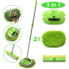Microfiber Car Wash Brush Cleaning Mop Auto Truck 47.5" Long Handle Extension