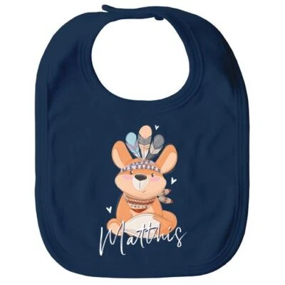 SPECIALME Baby Lätzchen mit Namen personalisiert Fuchs Boho-Stil Aufdruck Print Baumwolle
