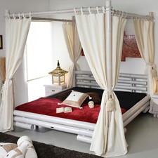 Himmelbett 160x200 Koh Tao Weiß Bambusbett Holzbett Bettrahmen Doppelbett Design