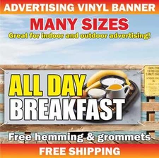 BREAKFAST ALL DAY Advertising Banner Vinyl Mesh Sign Bar Cafe Restaurant Food
