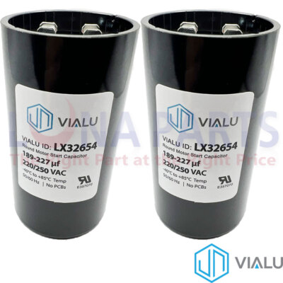 Pack of 2 - VIALU - 189-227 uf/MFD 220-250 VAC Round Start Capacitor 50/60 Hz