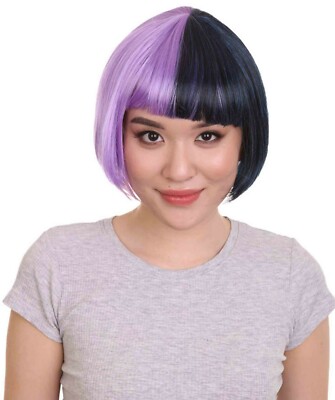 Adult Women Two Tone Bob  Wig | Purple and Black Cosplay HW-3264