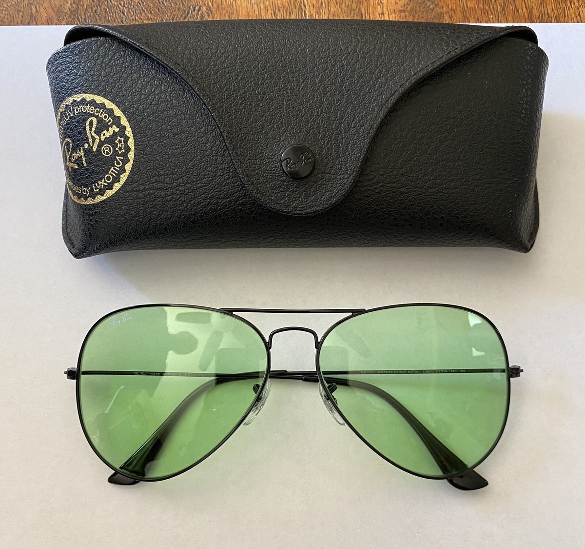 Ray Ban 62/14mm TRANS LIGHT GREEN BLACK AVIATOR SUNGLASSES Ray Ban 62/14mm TRANS LIGHT GREEN BLACK AVIATOR SUNGLASSES