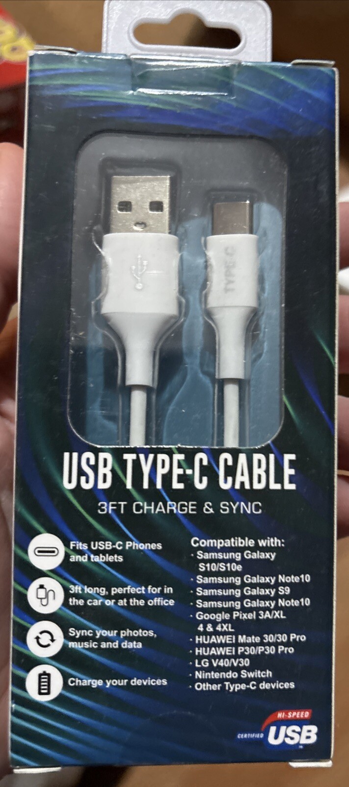 3ft White USB-C Cable for Samsung Fast Charging & Sync M47D-image