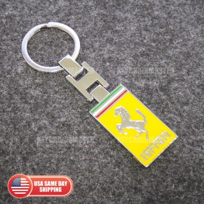 3D Ferrari Sport Alloy Car Home Nameplate Keychain Ring Decorate Gift