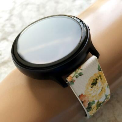 Yellow Floral FL-1 Leather Band Samsung Watch 7 FE 6 5 4 40mm 42 43 44 45 46 47