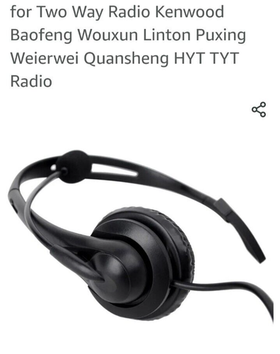 2Pin Overhead Earpiece Headset Boom Microphone Noise Cancelling 2 way radio 4 pk - Zdjęcie 4 z 11