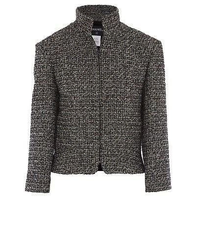 12 A $4585! NUOVO CHANEL BIANCO TWEED FANTASY NERO con ABITO GIACCA ADERENTE ORO 40