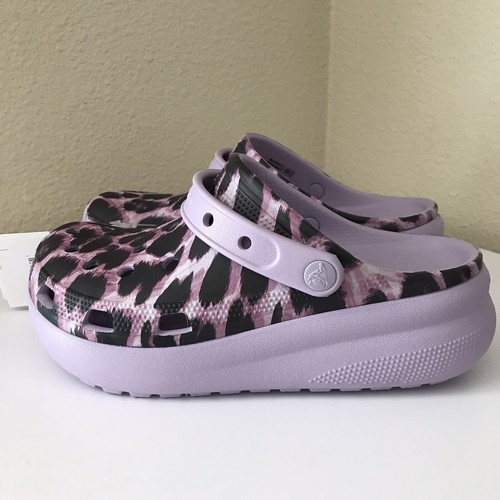 Crocs Animal Print Kids Shoes Girls Size 5 Purple Slip-on Platform Style NWT - Picture 3 of 9
