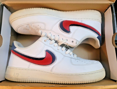 Nike Air Force 1 07\' LV8 Chenille Swoosh 823511-106 White /Red/Blue Men\'s Size 8 s-l400.jpg main image 4