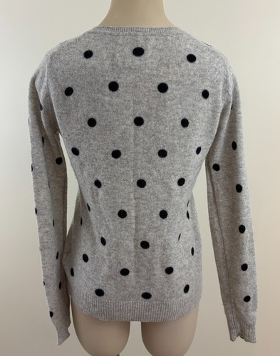 CYNTHIA ROWLEY 100% 2-PLY CASHMERE Womens XS Gray Polka Dot Long Sleeve Sweater - Picture 4 of 6