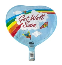 Vintage 90’s Get Well Soon Rainbow Butterflies Foil Helium ￼Balloon 1993 NEW USA