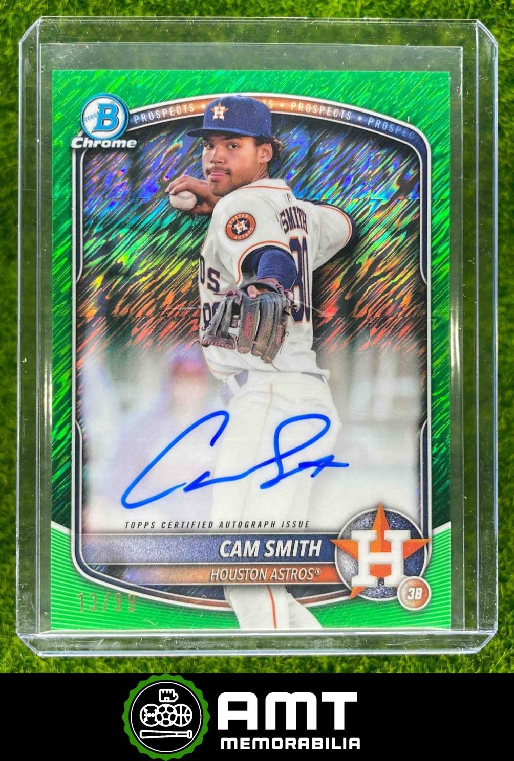 Cam Smith 2025 Bowman 1/99 Chrome Prospect Auto Green Shimmer Astros #CPA-CSM