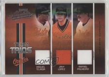 2005 Playoff Absolute Memorabilia Team Trios 4/10 Javy Lopez Miguel Tejada 0o9