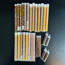 Glass Seed Bead Lot 25 Tubes - Warm Golds Honey Mix - Different Sizes NOS