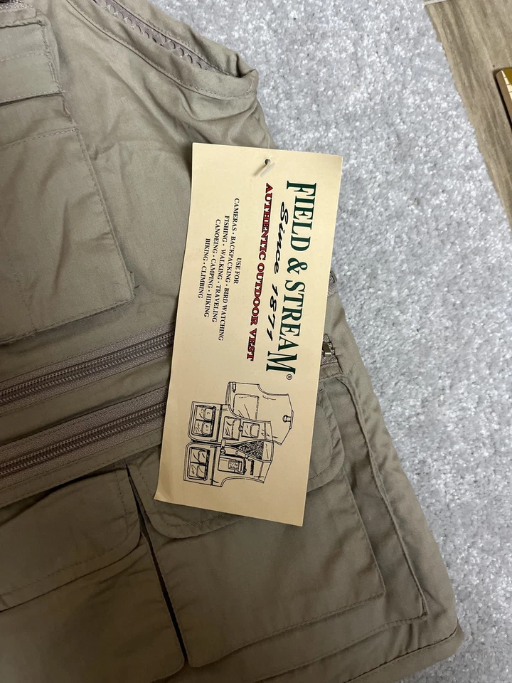 Field & Stream Vest Mens XL Khaki Authentic Outdoor Multi Pocket Fishing Travel - Image 3 of 4