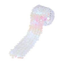 1 Yards 2 Inch Elastic Sequins Trim 5 Row Flat Sequin Strip Multicolor White