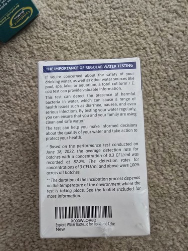 Exploro Coliform/E. Coli Water Bacteria Test Kit New, Sealed, 2 Pack - Picture 3 of 6