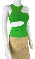 Stella McCartney New Green Dress Top 2 4 US 34 FR XS S Stretch Cut Outs Auth