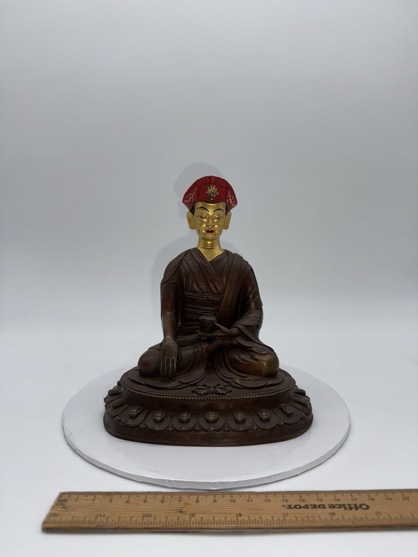 Large Jigeten Sumgon Buddha Copper Gold Gilt Statue Tibetan Nepal