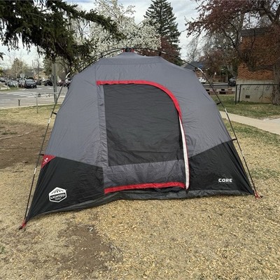 CORE Lighted Dome Tent Gray Black Red Polyester Window Double Skin