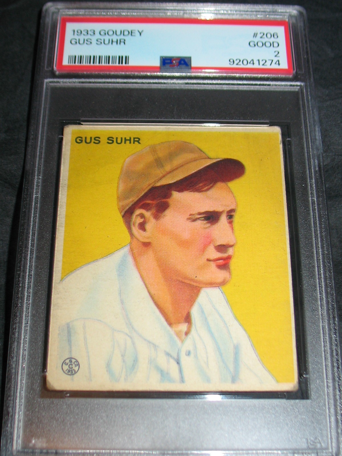 1933 Goudey #206 Gus Suhr PSA 2 Good ~~Pittsburgh Pirates