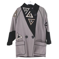 Vintage 90s BOHO 100% Wool Made in USA Oversized Geometric Triangle Jacket Coat
