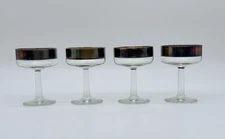 Set: 4 Vintage Dorothy Thorpe MCM Silver Rimmed ALLEGRO 4-1/2" Champagne Glasses