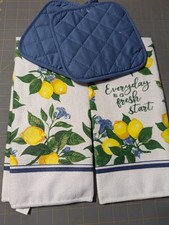 Lemon Kitchen Towel Pot Holder Set 4-Piece Citrus Towels Farmhouse D cor
