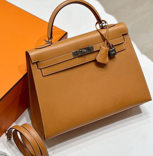 Auth Hermès Kelly 32 Sellier Epsom Leather Gold 37 PHW Handbag Daily Luxury Bag