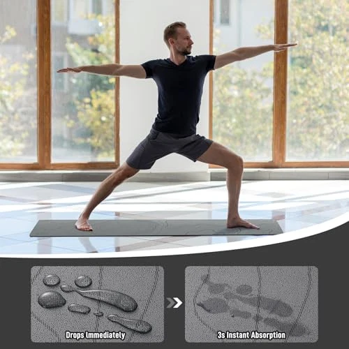 Non-Slip 4mm Natural Rubber Yoga Mat for Women and Men, Anti-Tear Workout Mat
